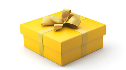 Obraz premium beautiful gift boxes made by hand isolated on white background , Yellow Gift Box On White Background , yellow box on white ribbon on white background 