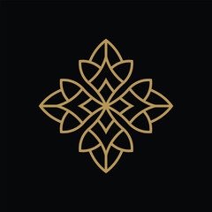 Black Geometric OutLine Floral Flower Mandala Pattern Logo Design Inspiration