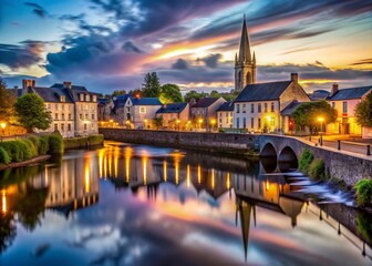 Fototapeta premium Long Exposure of Roscommon Town at Dusk – Captivating Irish Landscape