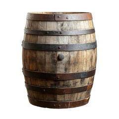 Fototapeta premium Rustic Wooden Barrel with Metal Hoops and Rings