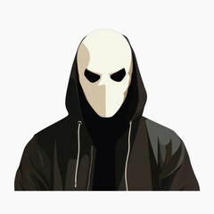 Masked figure in dark hoodie