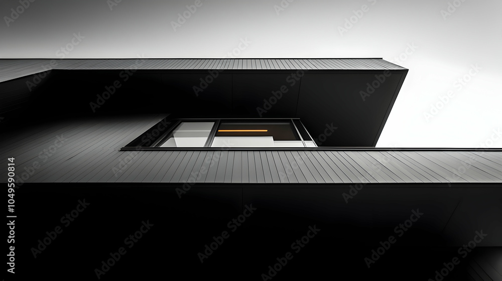 Poster architectural detail of a sleek minimalist building featuring clean lines and modern design elements