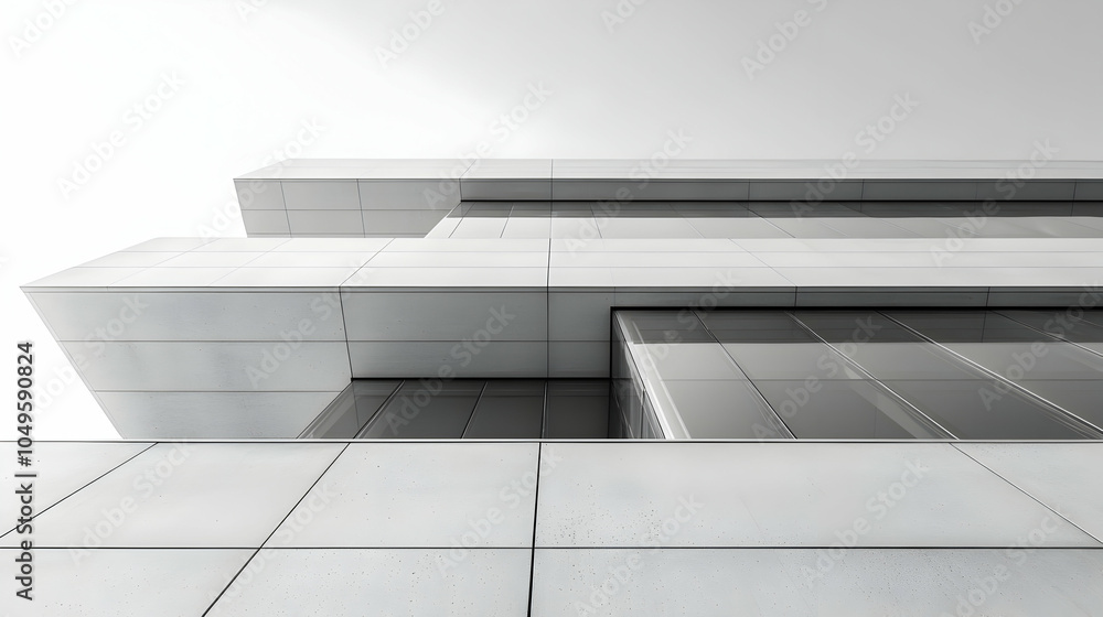 Poster architectural detail of a sleek minimalist building featuring clean lines and modern design elements