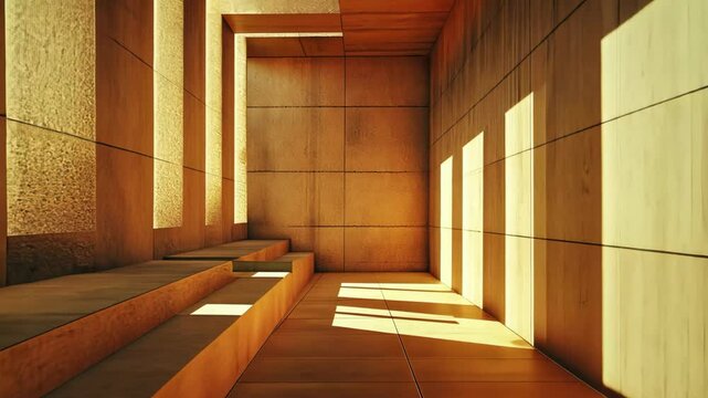 architecture design, camera moving along the rock wall room 