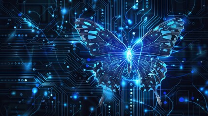 Obraz premium Digital Butterfly on Circuit Board
