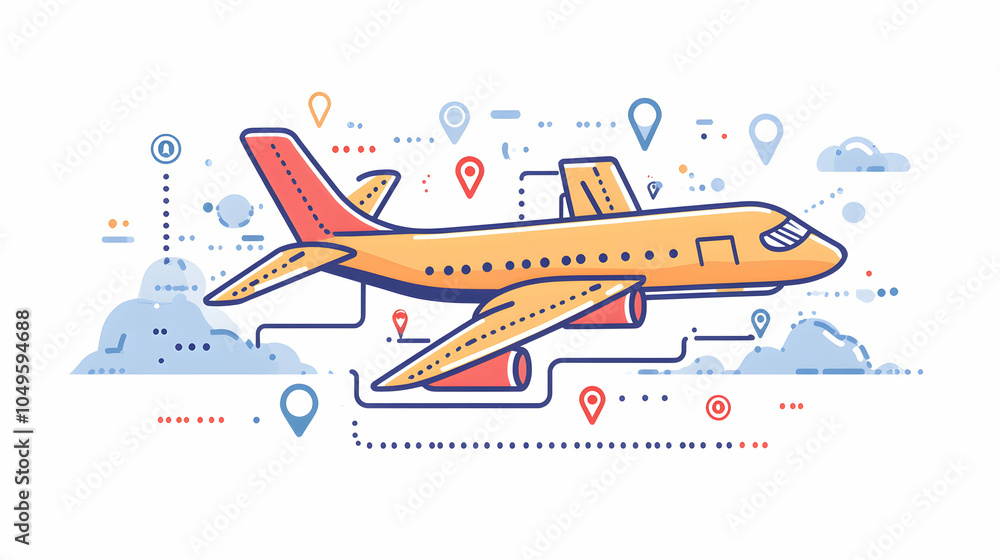 Aufkleber modern airplane icon in clean graphic style with trailing effect