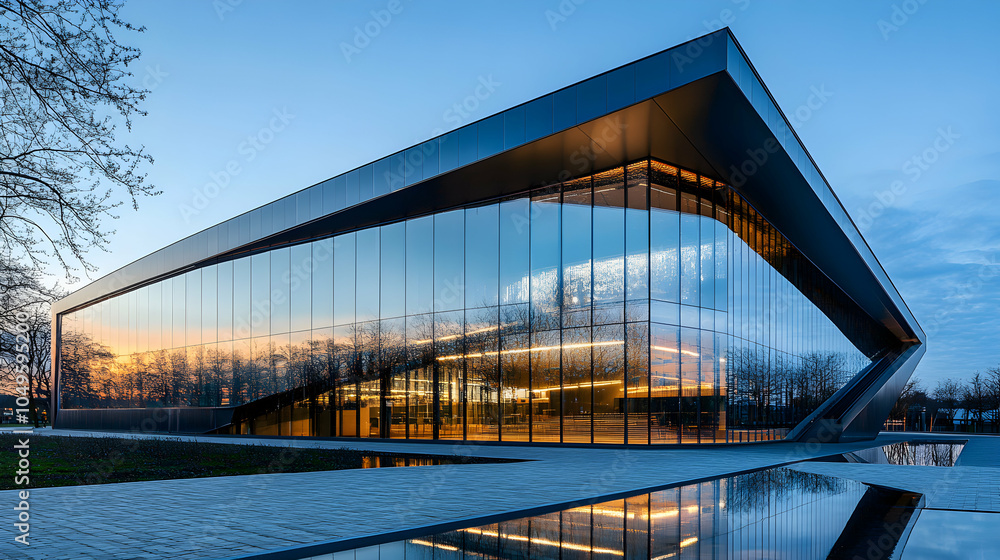 Poster modern minimalist architecture of a sharp-clean building with geometric lines and contemporary desig