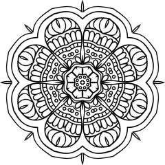Flower Mandala Art Easy Circular Pattern in Form of Mandala With Flower for Henna, Mehndi, Tattoo, Decoration Decorative Ornament in Ethnic Oriental Style.