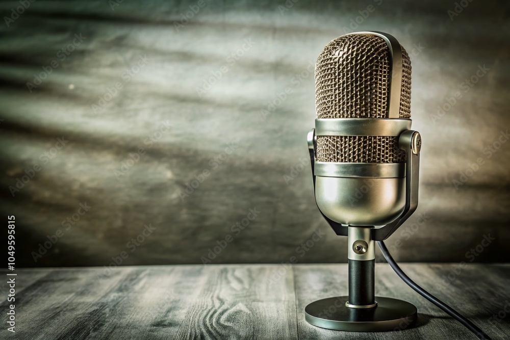 Poster minimalist microphone design for recording and speaking concepts in clean style