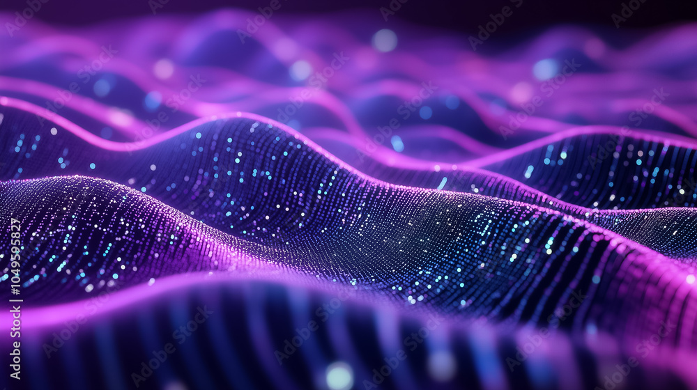 Poster dynamic waves of data streams pulse with vibrant colors, creating an abstract and immersive digital 