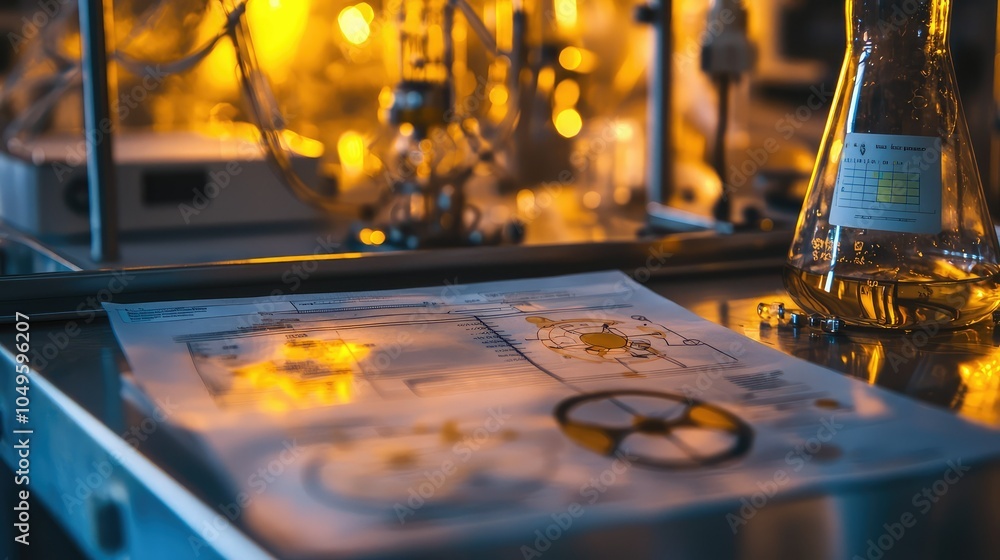 Poster radioactive decay process in laboratory setting