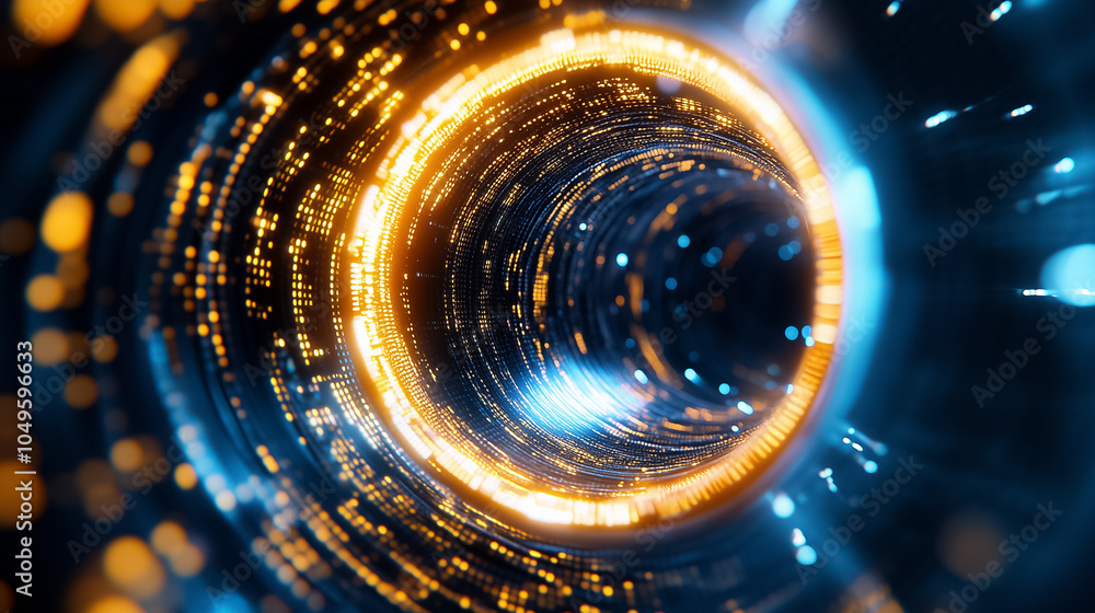 Poster a vibrant display of swirling data streams creates a mesmerizing vortex effect in a digital environm