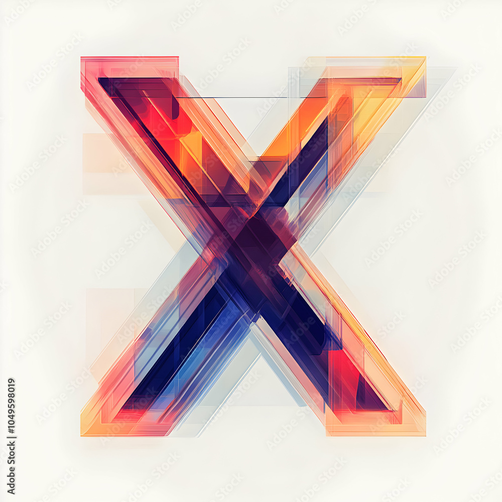 Poster abstract letter x design with layered colors and transparency effects