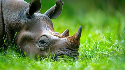 Fototapeta premium Close-Up of Critically Endangered Black Rhino