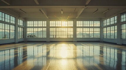 Spacious Dance Studio with Mirrored Walls and Natural Light