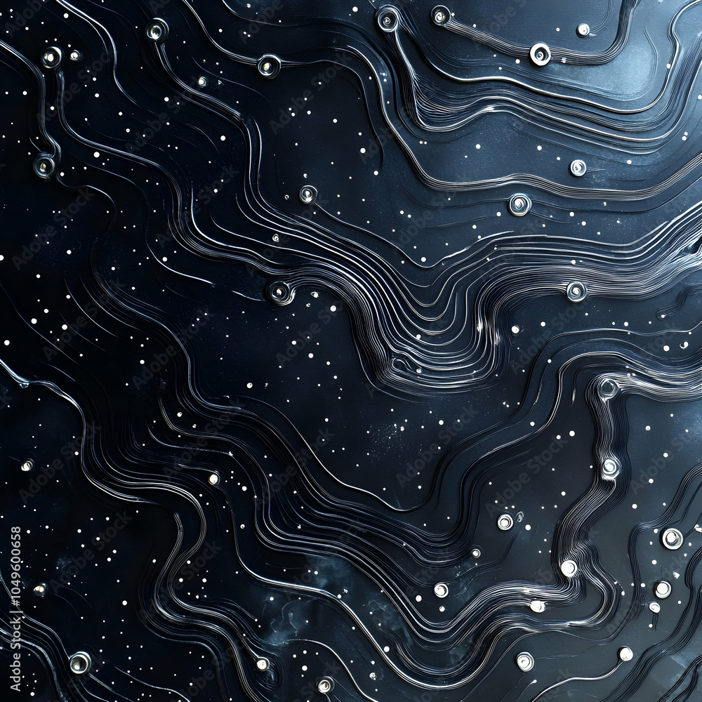 Poster futuristic technology-themed background featuring flowing silhouettes and abstract patterns in a dyn