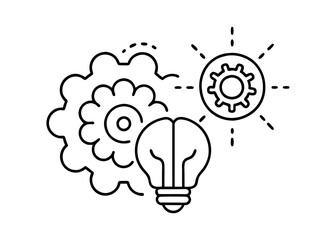 A versatile illustration of a brain and gear, suitable for a variety of design projects. Can be used as a logo, icon, or graphic element.