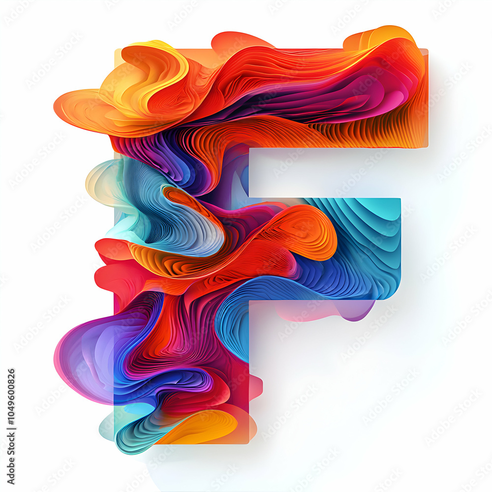 Aufkleber vibrant abstract gradient letter f design in bright colors with dynamic flow