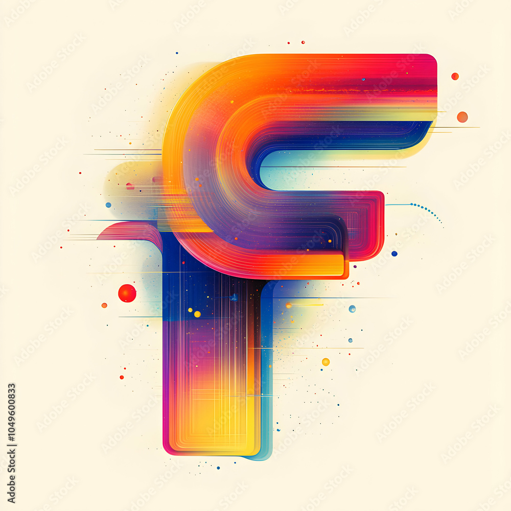 Aufkleber vibrant abstract design featuring a gradient letter 'f' in bright colors on a dynamic background