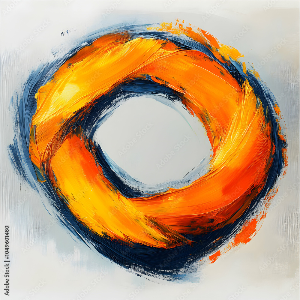 Poster artistic infinity loop in brushstroke style, abstract design with vibrant colors and fluid motion