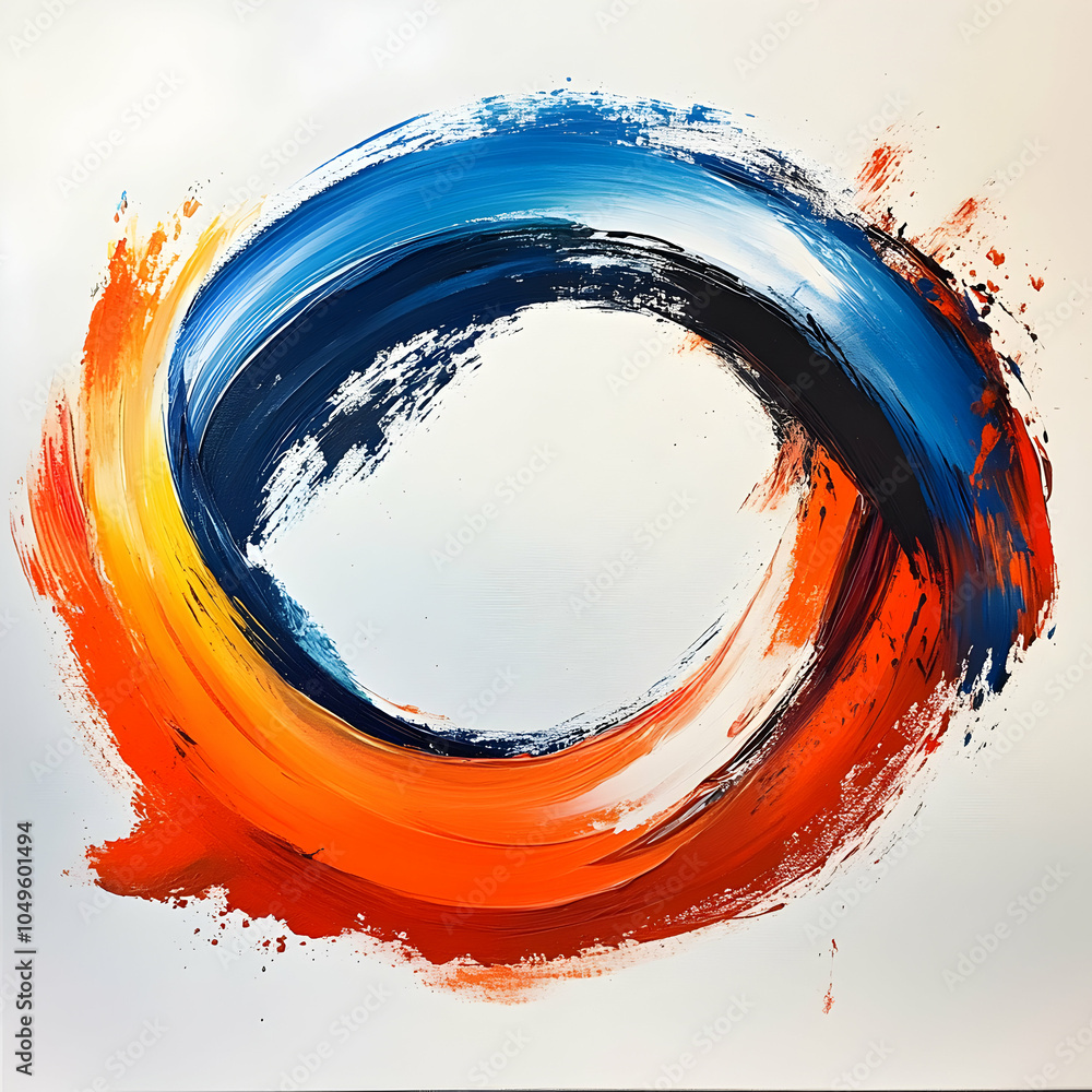 Poster artistic infinity loop in brushstroke style, abstract design with vibrant colors and fluid motion