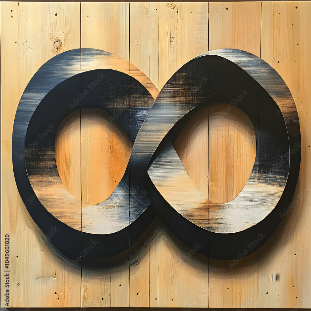 Poster layered infinity sign with overlapping lines creating a modern abstract design