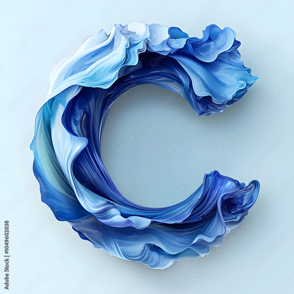 Poster stylish letter c designed with fluid lines mimicking ocean waves, ideal for branding and creative pr