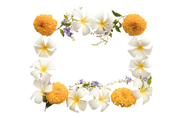 colorful flowers local of asia arrangement flat lay square postcard style