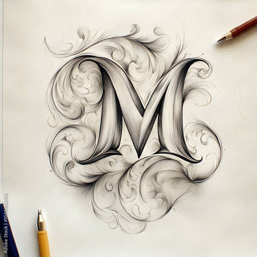 Poster elegant calligraphic monogram 