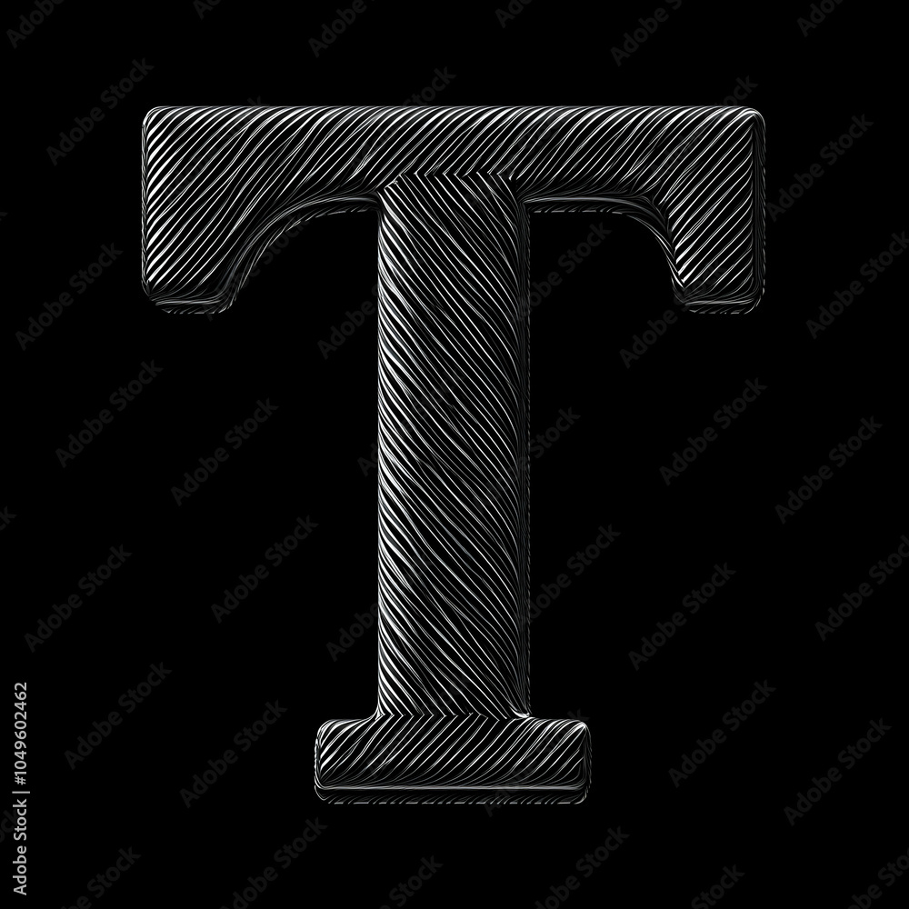Poster classic black letter t styled with double-line effect on a minimalist background