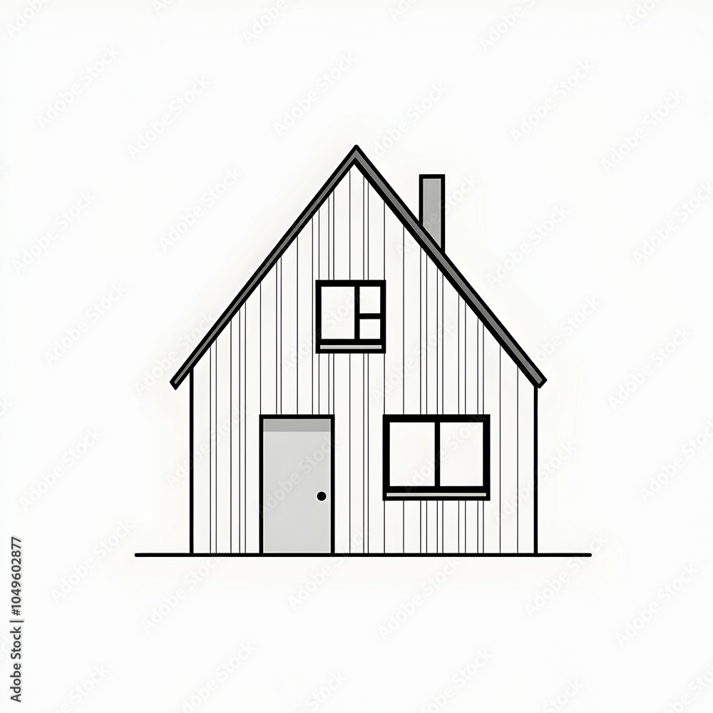 Poster minimalist house icon with simple pitched roof design, ideal for modern architecture concepts and gr