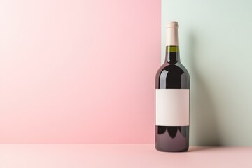 Minimalist Stock Photography of Wine Bottle on Soft Pastel Background