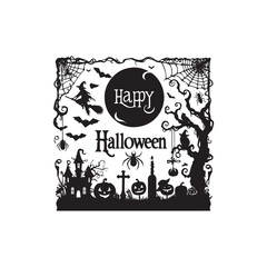 Halloween Card silhouette vector design art illustration.