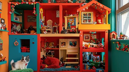 Fototapeta premium Colorful Pet Condo Decorated for Holiday Fun