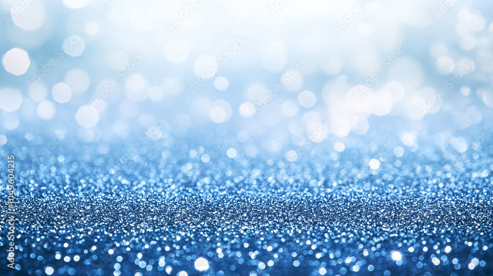 Poster sparkling blue glitter background illuminated by soft light in a serene setting