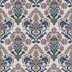 Fototapeta premium Pastel Dreams Wallpaper Elegant Floral Damask Design