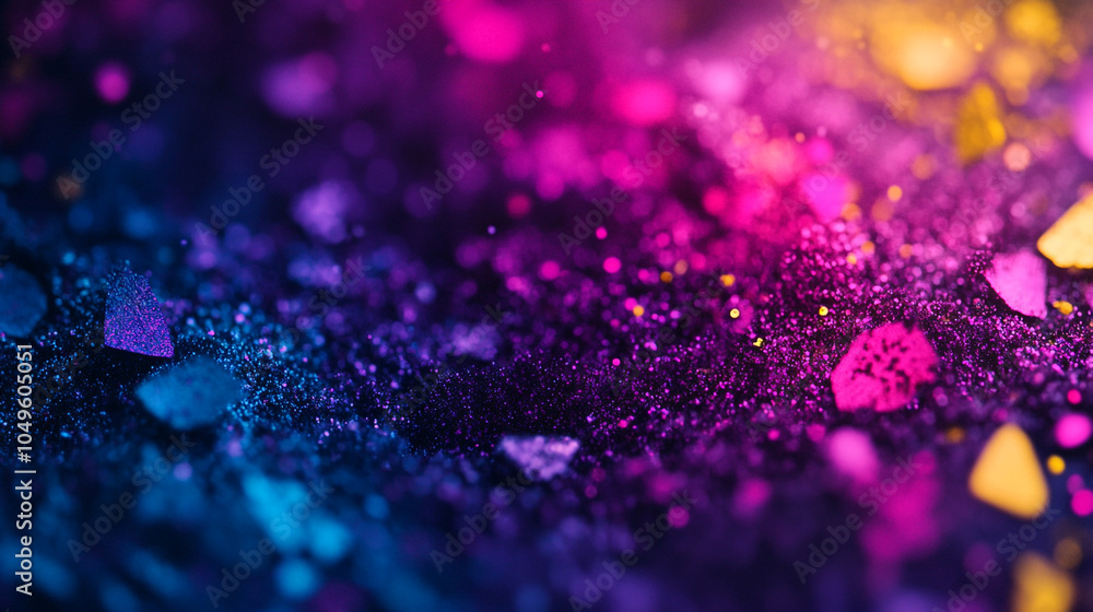 Poster vibrant colorful glittering particles create an artistic display during an evening event