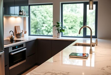 Smart kitchen countertop with integrated wireless charging