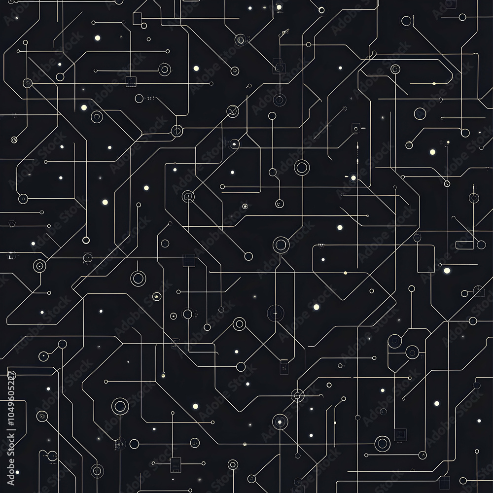 Poster modern tech-inspired pattern featuring silver electronic lines on a subtle background