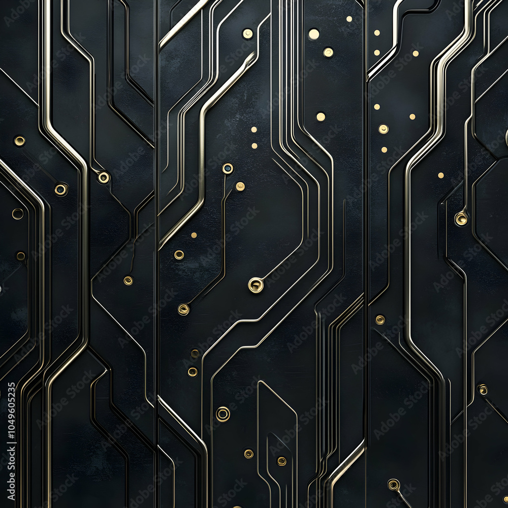 Poster simple tech-inspired pattern featuring silver electronic lines on a soft background