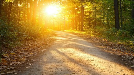 Fototapeta premium Peaceful Forest Pathway at Sunset