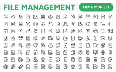 Document Management Icon Set. Streamlined icons for organizing, storing, and sharing files, perfect for productivity apps, cloud storage, and business workflows.