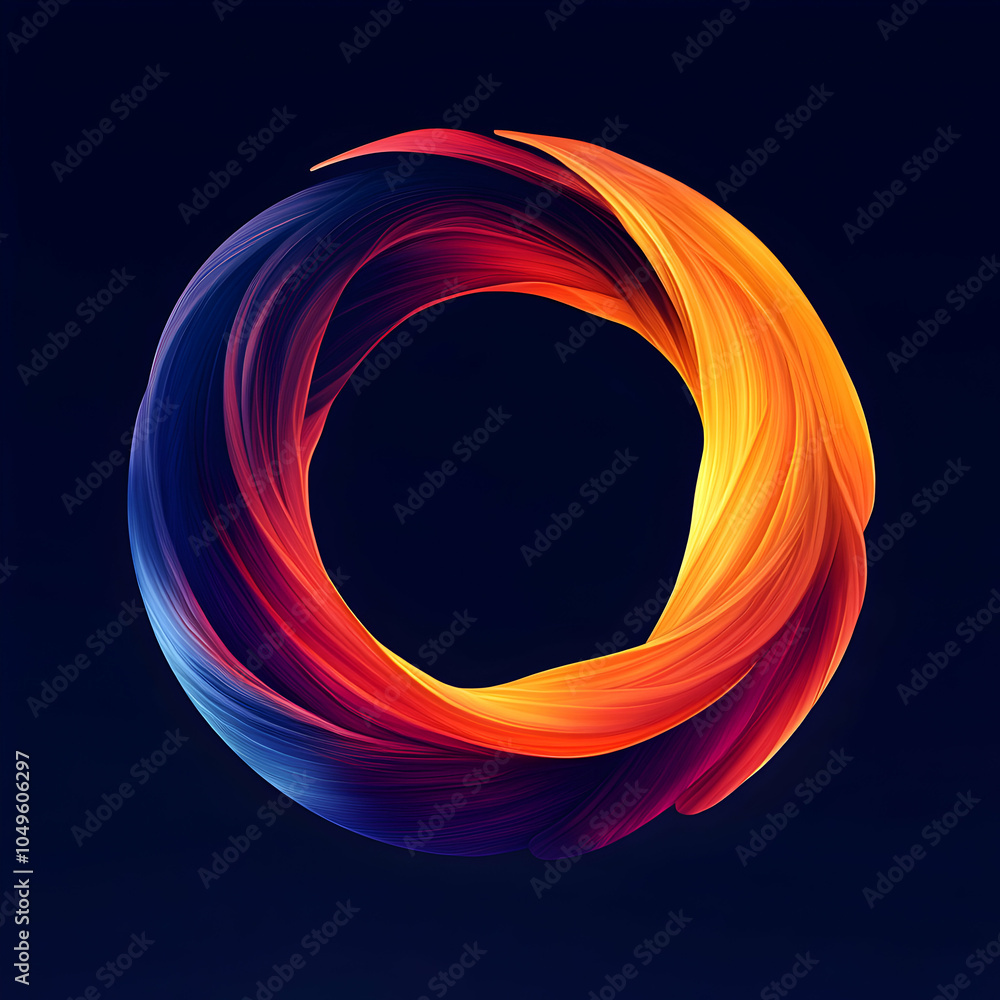 Poster stylized circular fluid form featuring letter 