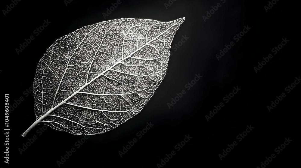 Poster delicate leaf skeleton with intricate vein patterns against a soft background