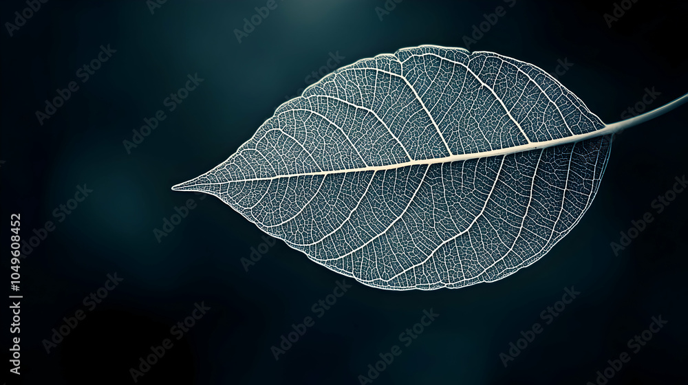 Poster delicate leaf skeleton with intricate vein patterns on a soft background