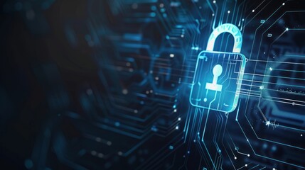 Fototapeta premium Digital Security Lock on a Circuit Board