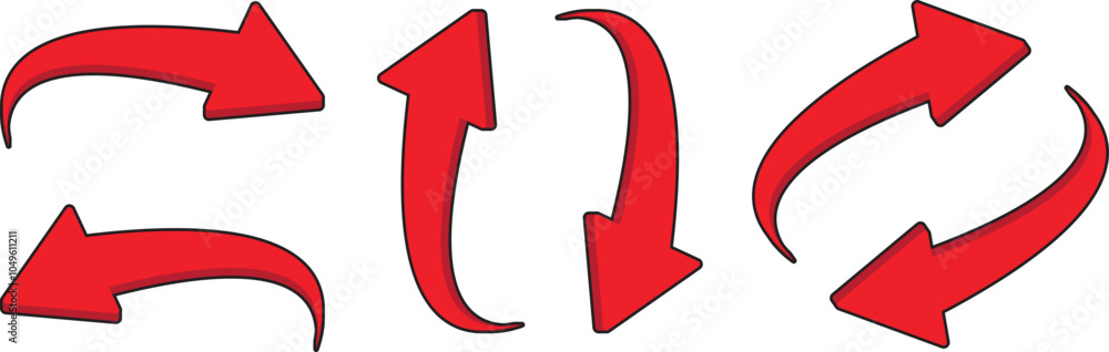 Poster red arrow icon. curve arrow symbol on a transparent background, arrow icon illustration vector for y