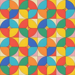Saturated Symmetry Vintage Circle Pattern with Retro Flair