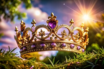 Obraz premium Royal Golden Crown Logo Design with Majestic Coronets and Luxury Tiara Silhouettes for Elegant Branding and Royalty