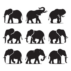 Collection of Elephant silhouette vector